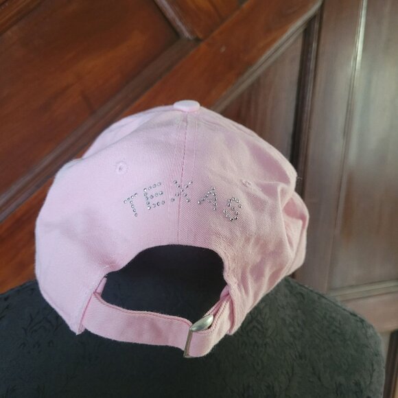 Pink Rhinestone Longhorn Adjustable Baseball Cap "Texas" By Cap Together - Picture 3 of 7